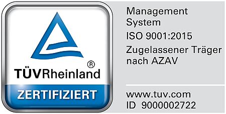 TÜV-zertifiziert nach ISO 9001:2015 Zertifikat TÜV nach ISO 9001:2015